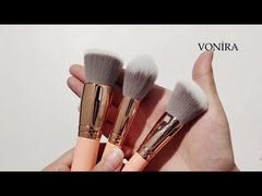 Travel Makeup Brush Set Rosy Pink Color With Zipper Case