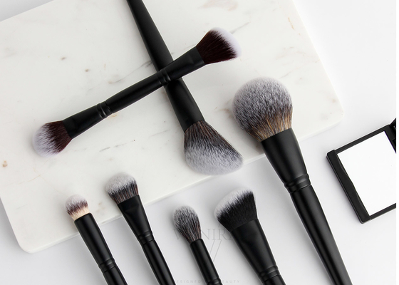 Vonira Professional Dual Ended Makeup Blush Contour Brush Dwustronny pędzel do bronzera z rozświetlaczem z czarnymi uchwytami